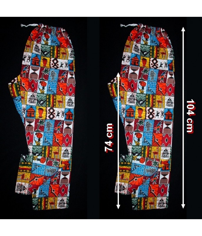 Pantalon africain en coton imprime style patchwork