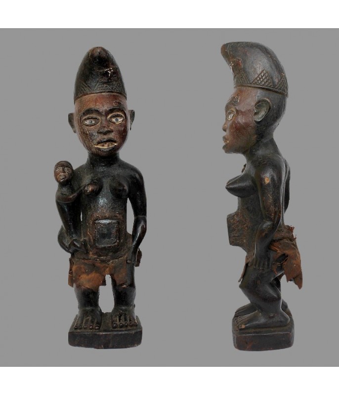 Statuette Bakongo Nkisi sans clou Mere et enfant