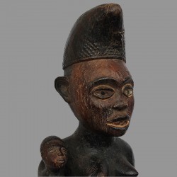 Statuette Bakongo Nkisi sans clou Mere et enfant coiffe