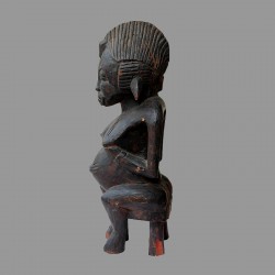Statuette africaine fecondite Baoule assise ancienne