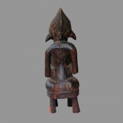 Statuette africaine fecondite Baoule assise de dos