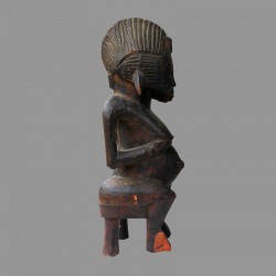 Statuette africaine fecondite Baoule assise profil