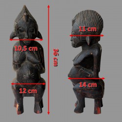 Statuette africaine fecondite Baoule assise mesures