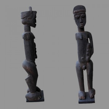 Rare statuette Mossi homme et enfant Burkina