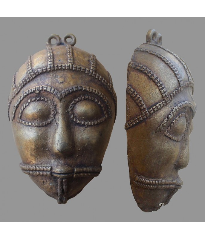 Masque Baoule pendentif en bronze