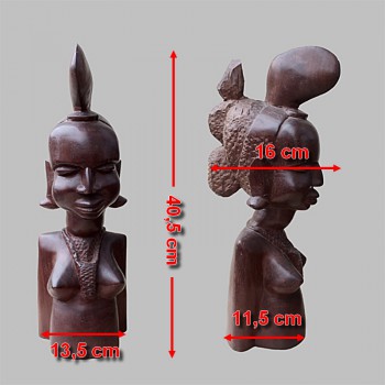 Statuette africaine buste femme Peulh dimensions