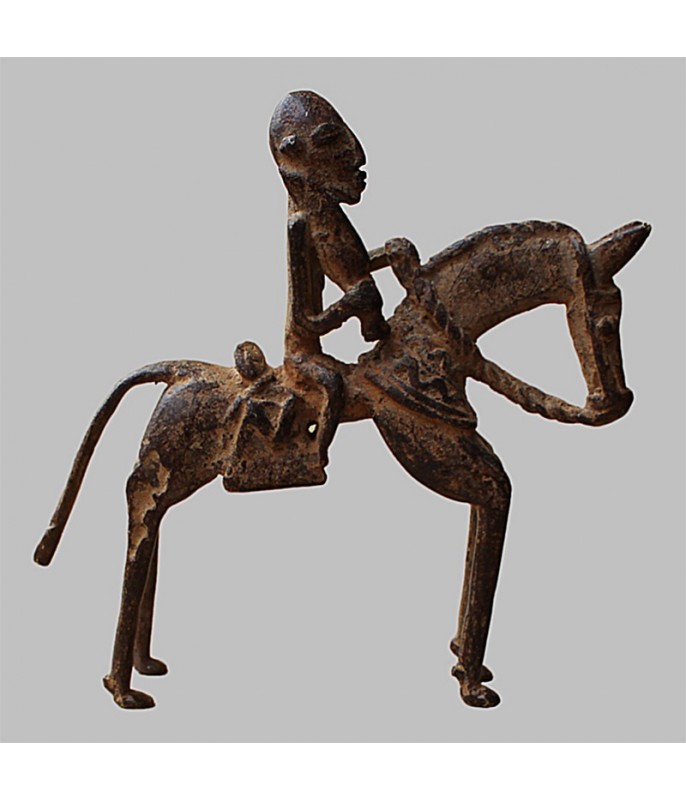 Cavalier Dogon ancien en Bronze