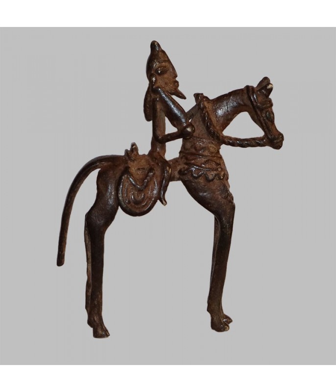 Cavalier Dogon ancien en Bronze