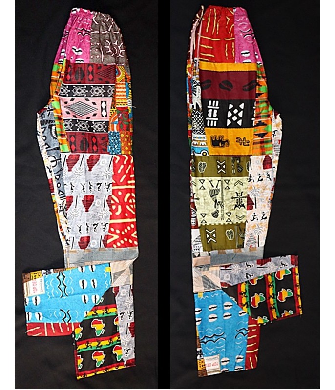 Tres beau pantalon africain coton patchwork Mali