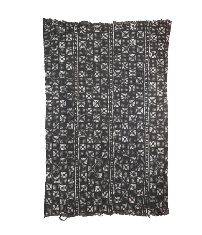 Bogolan artisanal noir motifs blancs